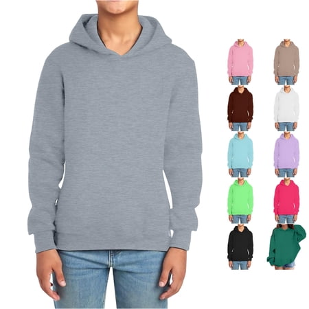 SUXIAN Hoodie Kids Solid Long Sleeve Front Pocket Pullover Lined Casual Cozy Outerwear For Toddler To Boys Pullover Hoodie Grey_001 2-3 Years