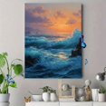 thumbnail image 4 of Qisvanset Sunset Ocean Wave Canvas Print 12x16 Inch Coastal Home Decor, 4 of 8