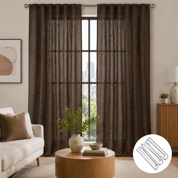 Blackout Curtains, Room Darkening, Bedroom, Drapes, Kitchen, Living Room Window Accents, Sun Blocking, Thermal, 2 Pack, Linen Pattern Blackout Curtains, Set of 2, 23.6" x 51"