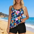 thumbnail image 7 of qelini Tankini Sets Womens Paddad Bra Crew Neck Tankini Sets Hawaiian Print Swimwear for Summer Vocation, 7 of 7