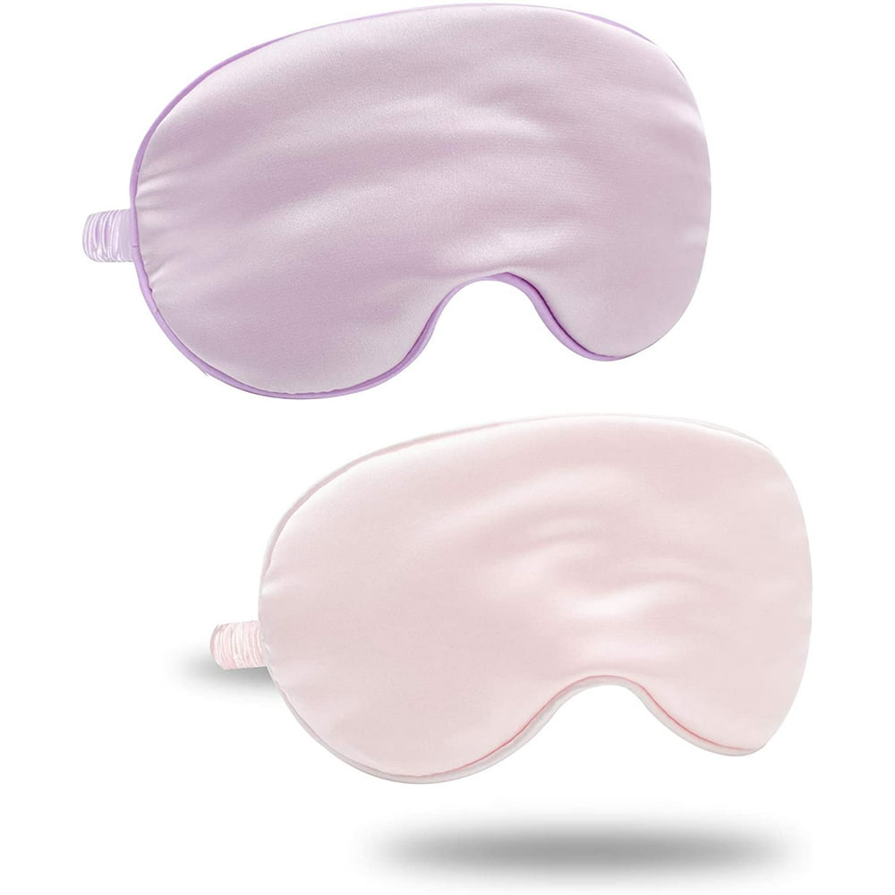 2 Pack Silk Eye Masks For Sleeping Blackout Natural Mulberry Silk Sleep Masks Organic Satin