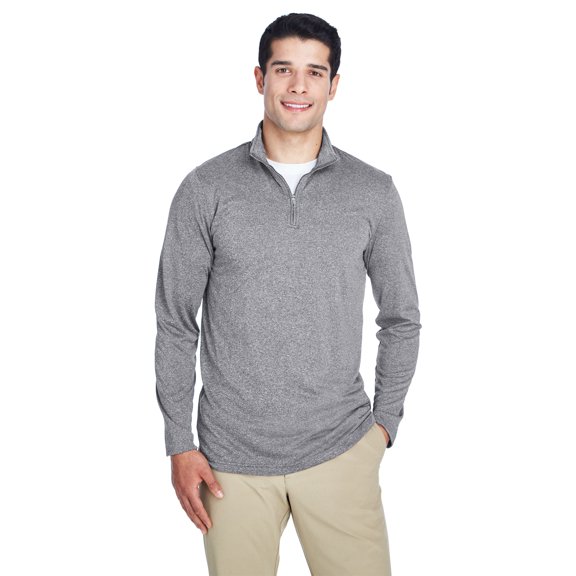 UltraClub Men's Cool & Dry Heathered Performance Quarter-Zip - 8618