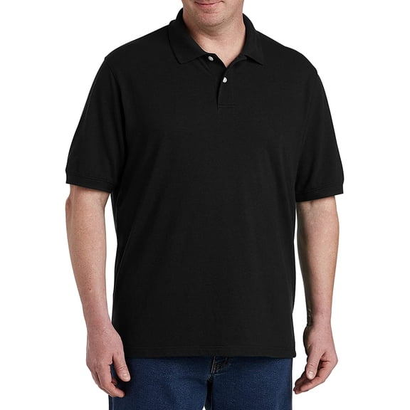 Big and Tall Essentials by DXL Men's Pique Mesh Short-Sleeve Polo Shirt, Black, 2XL