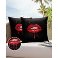 thumbnail image 6 of Pack of 2 Outdoor Pillow Covers, Halloween Bleeding Lips Blood Black Waterproof Square Throw Pillowcase Cushion Decorative Pillow Covers for Couch Patio Tent, 20x20 in, 6 of 6