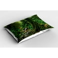 thumbnail image 2 of Ambesonne Forest Pillow Sham, Moss on Trees Stream, 36" X 20", Green, 2 of 2