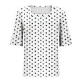thumbnail image 5 of HOMBOM Tunic Women Tops White Spring Bell Sleeve Polka Dot Square Neck Short Sleeve Shirts S, 5 of 6