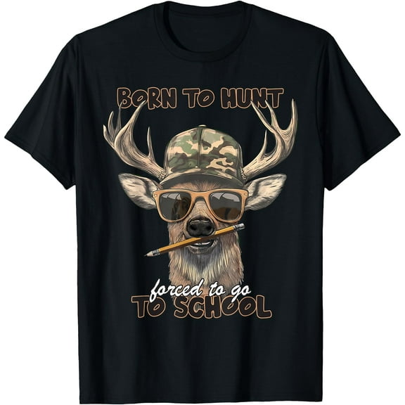 Hot Trending Tee With Forced To Go To School Deer Hunting Boy Camo T-Shirt