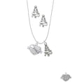 thumbnail image 2 of Delight Jewelry Silvertone Love Banner on Clear Crystal Heart Silver tone Zig Zag Christmas Tree Charm Necklace and Stud Earrings, 2 of 4
