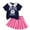 Blue, variant on TOOYOU Girls Summer Outfit Sets Comfortable Cute City Printed T Shirt And Solid Color Pleated Mini Skirt Set For Baby Girls Casual Outfit Sets For School Size 3-4 Years Blue
