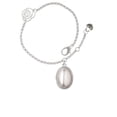 thumbnail image 2 of Delight Jewelry Silvertone Small Grey Imitation Pearl Silver-tone Rose Link Chain Bracelet, 6.25"+1.75" Extender, 2 of 4
