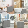 thumbnail image 3 of YOUPINS Double Laundry Hamper with Lid and Removable Laundry Bags, Large Collapsible 2 Dividers Dirty Clothes Basket with Handles for Bedroom, Laundry Room, Closet, Bathroom, College, Dark Gray, 3 of 7
