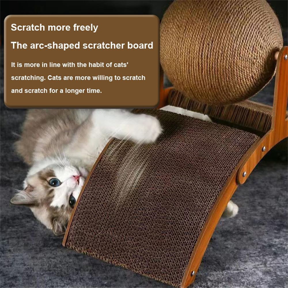 Cat Scratching Ball On Stand, Interactive Cat Scratcher, Cat Scratching Post Design With Arch Bridge Balls-Stylish Cat Scratching Board, Natural Sisal Scratcher Ball