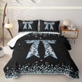 thumbnail image 2 of Manfei Bling Crystal Blue Bow Tie Bed Spread Queen for Teens,Girls Women Vintage Leopard Print Bow Queen Coverlet Set, 2 of 7