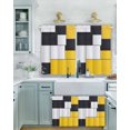 thumbnail image 2 of Yellow Black Geometric Short Blackout Curtains 45 Inch Long Abstract Patchwork Modern Art Rod Pocket Kitchen Curtains, 2 Panels Thermal Insulated Room Darkening Drapes for Bedroom, 30"W x 45"L, 2 of 5