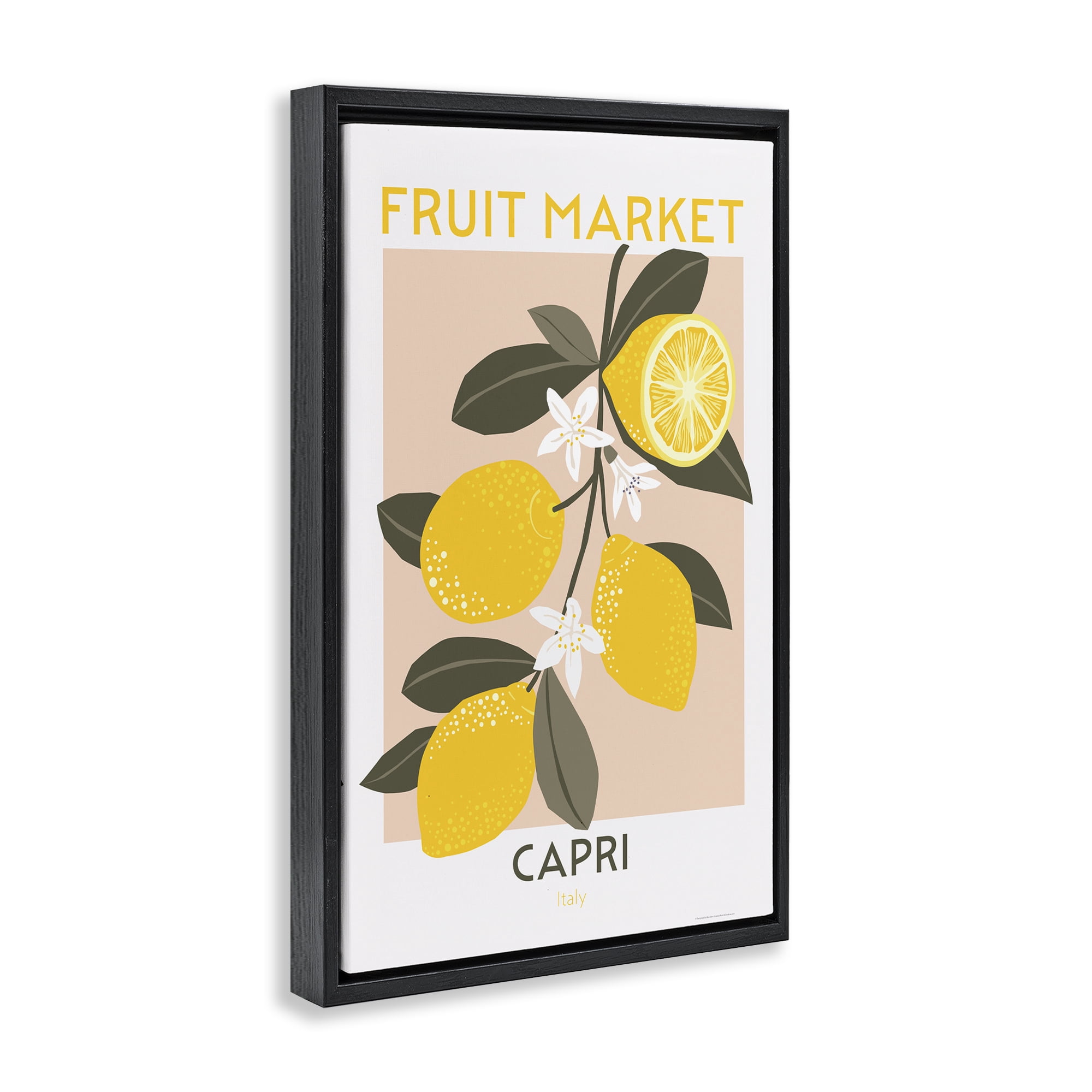 Stupell Industries Fruit Market Lemon Branch Food & Beverage Painting Black Floater Framed Canvas Art Print Wall Art, 17 x 25