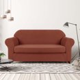 thumbnail image 2 of CHUN YI Stretch 2-Piece Checks Sofa Cover with Cushion Cover Slipcover, Loveseat, Brick, 2 of 6