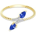thumbnail image 2 of Gems Jewels 14K Yellow Gold Plated 1.40Ct Pear Cut Blue Sapphire Wedding Engagement Rope Ring 925 Sterling Silver For Women's -7, 2 of 4