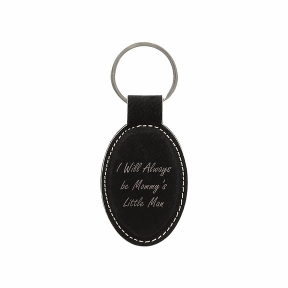PrecisionNC Mom Gifts I Will Always be Mommy's Little Man Engraved Keychain Key Tag Mothers Day Gift from Son (Black)