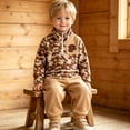 thumbnail image 6 of CAICJ98 Toddler Baby Boy Hunting Outfit Duck Half Zip Stand Collar Long Sleeve Sweatshirt Pants Set 2 Fall Camouflage Clothes (Khaki,6-12 Months), 6 of 6
