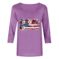 thumbnail image 4 of Kinrui Womens American Flag Graphic Tees Causal 3/4 Sleeve 250th Anniversary USA Shirts Cute Crew Neck Stars Stripes Print Patriotic Tops Plus Size Purple 2XL, 4 of 5