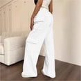 thumbnail image 5 of QQZ Wide Leg Cargo Joggers Pants For Women, Elastic Waist Drawstring Casual Track Pants, Daily Lounging Errands Travel Outfits, 5 of 6