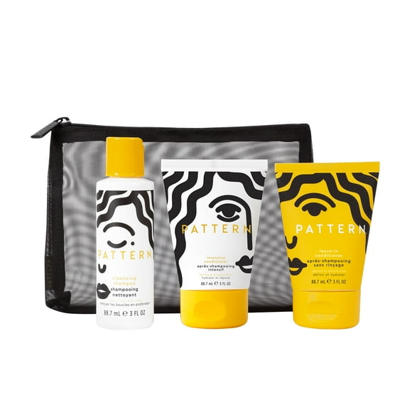 PATTERN Beauty by Tracee Ellis Ross Texture Travel Kit for Curly &amp; Coily Hair, 3a-4c, Includes 3 oz Leave-In Conditioner, 3 oz Intensive Conditioner, 3 oz Cleansing Shampoo