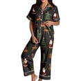 thumbnail image 3 of JIAYUE Christmas PJS 2-Piece Set for Women Graphic Print Button-Front Notch Collar Long Sleeve Top & Pants Sleepwear For Night Sleep, 3 of 7