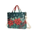 thumbnail image 7 of FORMRS Womens Corduroy Tote Bag Crossbody Shoulder Handbag with Pocket, Christmas Poinsettia, 7 of 7