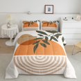 thumbnail image 1 of Erosebridal Geometric Striped Comforter Sets Queen Size, Contemporary Abstract Comforters & Duvets, Retro Sun Leaves Decor, 3pcs, 1 of 8
