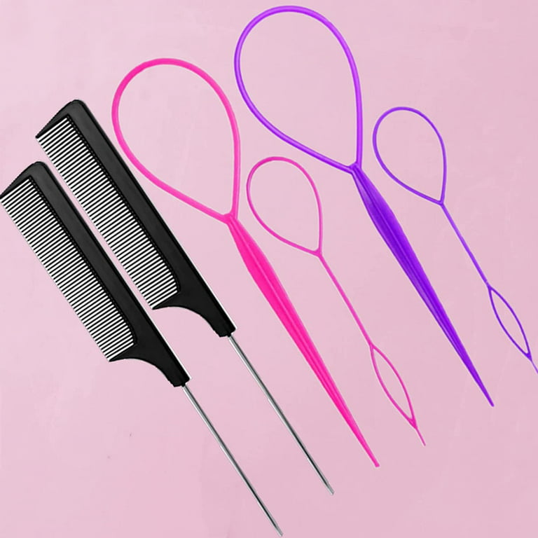 4Pcs/set Braid Tool Loop Elastic Hair Bands Tail Comb Metal Pin Braiding  Combs