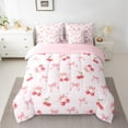 thumbnail image 2 of Manfei Bow Knot Ribbon 7 Pieces Bedding Comforter Set,Cartoon Cherry Full Bedding Set,Pink Red Fitted Sheet Flat Sheet For Girls Teens,Super Cozy Room Decor Reversible, 2 of 8