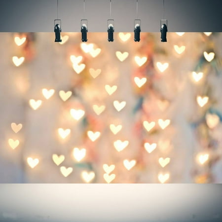 5X7FT Love Heart Light Photography Christmas Backdrop Background Photo Studio Props Valentine's