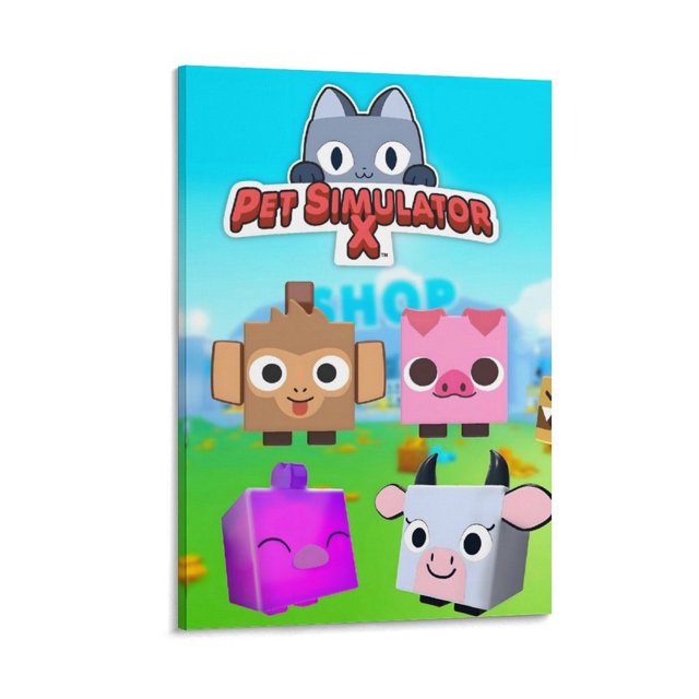 Pet Simulator Cuadro decorativo colgante - Arte de pared - Póster enmarcado - Decoración de pared - Regalos para familia, amigos y aficionados 40*60 cm