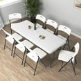 thumbnail image 2 of VERYKE 6 Ft Folding Table, Heavy Duty Plastic Foldable Table with Carry Handle and Steel Legs, Portable Fold-in-Half Table Perfect for Party, Dining, Wedding, Events, Picnic(70.87 x 27.56in,White), 2 of 8