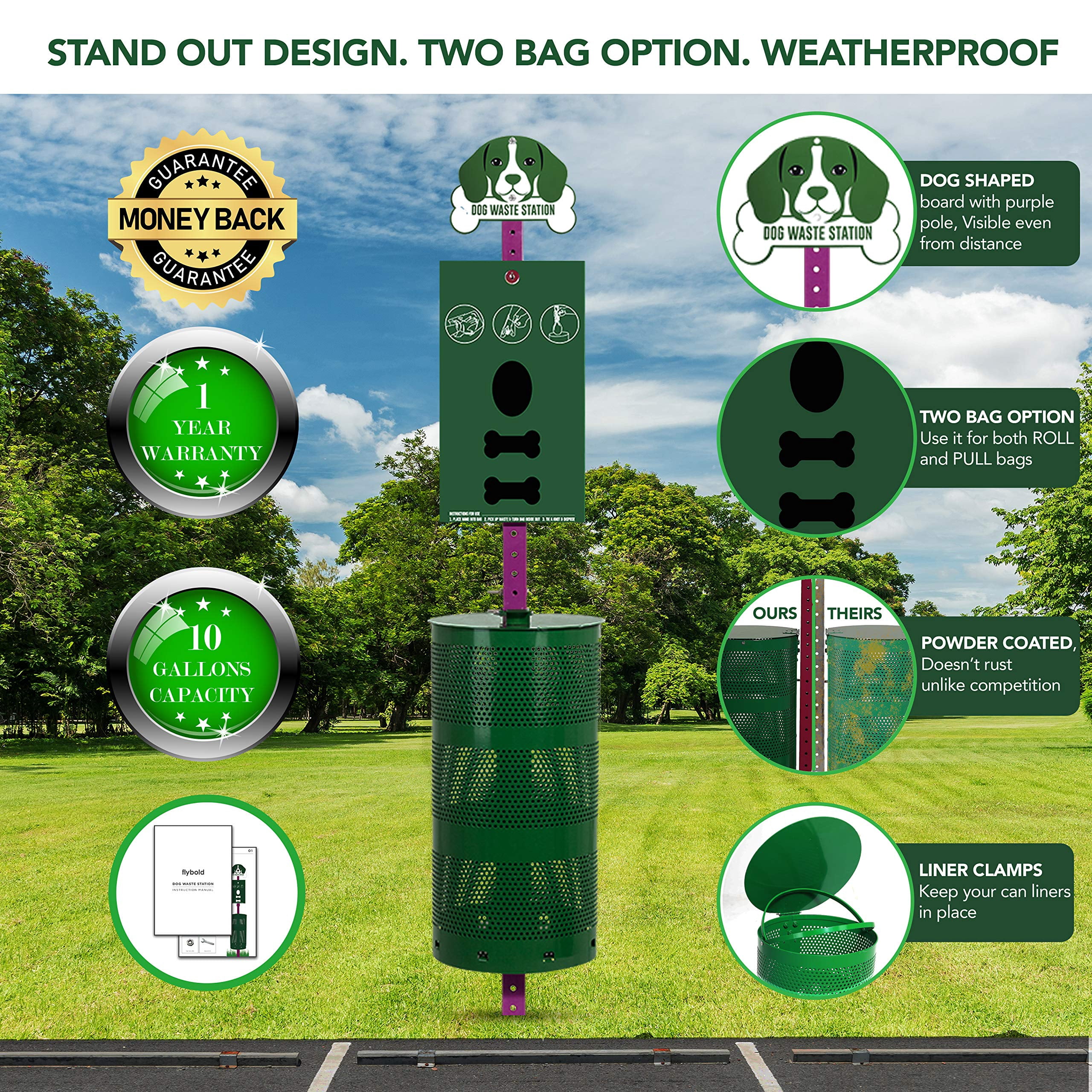 Winbold | Dog Waste Station Outdoor Pet Waste Station With Pet Waste Bag | 1
