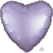 18 inch Heart - Satin Luxe Pastel Lilac Anagram Foil Mylar Balloon - Party Supplies Decorations