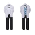 thumbnail image 2 of 5-7pc Formal Black White Suit Set Dark Gray Bow Long Tie Vest Boy Baby Sm-20 Teen, 2 of 3