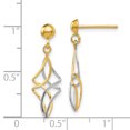 thumbnail image 2 of 14k Two Tone Gold Post Drop Dangle Earrings, 2 of 6