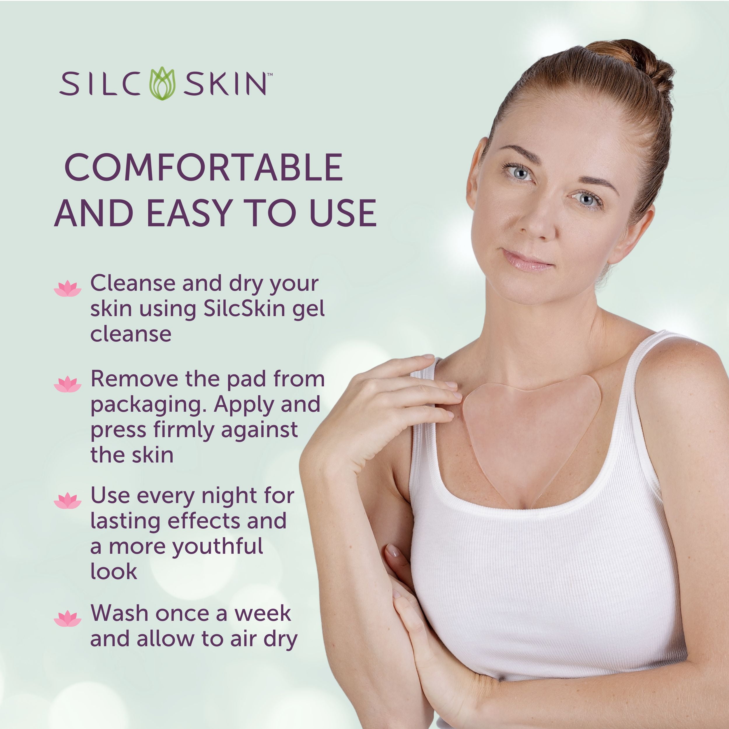 SilcSkin Decollette Pad Medical Grade Silicone Chest Wrinkle Pad, Anti Wrinkle Patches 30 day Supply