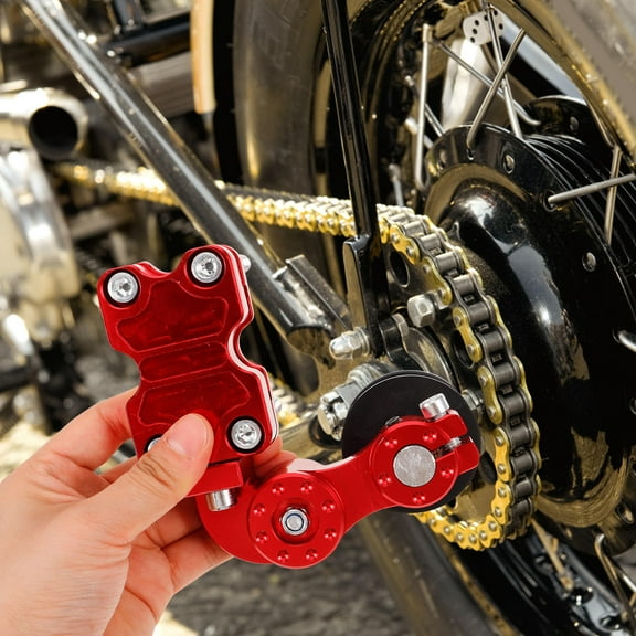 Worgeous Motorcycle Adjuster Chain Tensioner Red CNC Aluminum Alloy 1Pcs