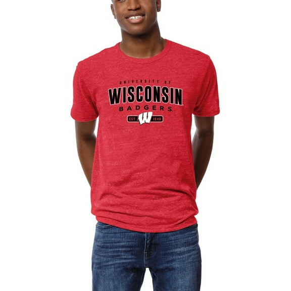 Men's League Collegiate Wear Heather Red Wisconsin Badgers Victory Falls Tri-Blend T-Shirt