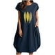 thumbnail image 2 of Puntoco Vestido Estampado De Dos Bolsillos Con Cuello Redondo Y Manga Corta De Color Liso Para Mujer Azul Marino S,Regalos Para Mujer Joven, 2 of 4