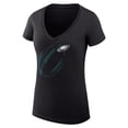 thumbnail image 2 of Women's G-III 4Her by Carl Banks  Black Philadelphia Eagles Super-Slim Fit Lightweight Subtle Football V-Neck T-Shirt, 2 of 3