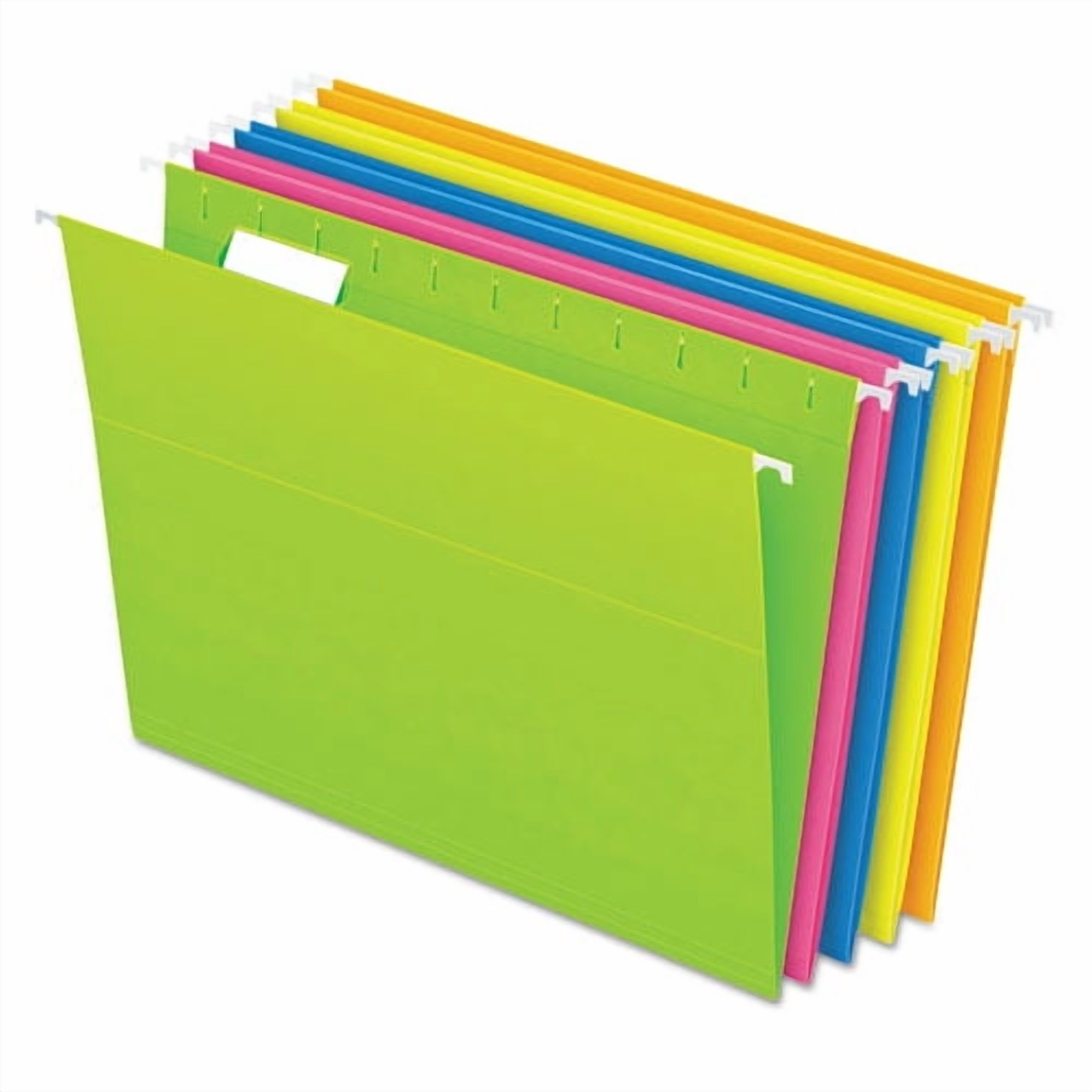 Glow Hanging File Folders, Letter Size, 1/5-Cut Tab, Assorted, 25/box | Bundle of 5 Boxes