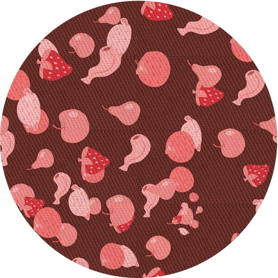 Ahgly Company Machine Washable Indoor Round Transitional Saffron Red Area Rugs, 3' Round