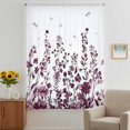 thumbnail image 3 of Red Botanical Sheer Curtains 45 Inches Long, Dragonfly Flower Leaf Retro Chinese Light Filering Curtains, Breathable Simi Curtain Privacy Drapes for Kitchen Bathroom Small Window Treatment, 3 of 9