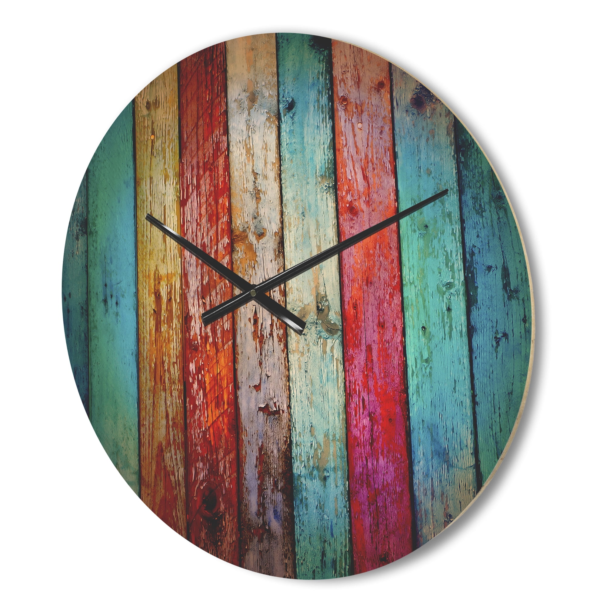 Designart 'Traditional Wooden Pattern ' Farmhouse Wood Wall Clock