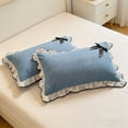 thumbnail image 4 of 2-Pack Sweetheart Pillowcases - Flannel Ruffled Pillow Covers with Bow | Soft Skin-Friendly Pillowcases for Bedroom, Multiple Colors, 4 of 6