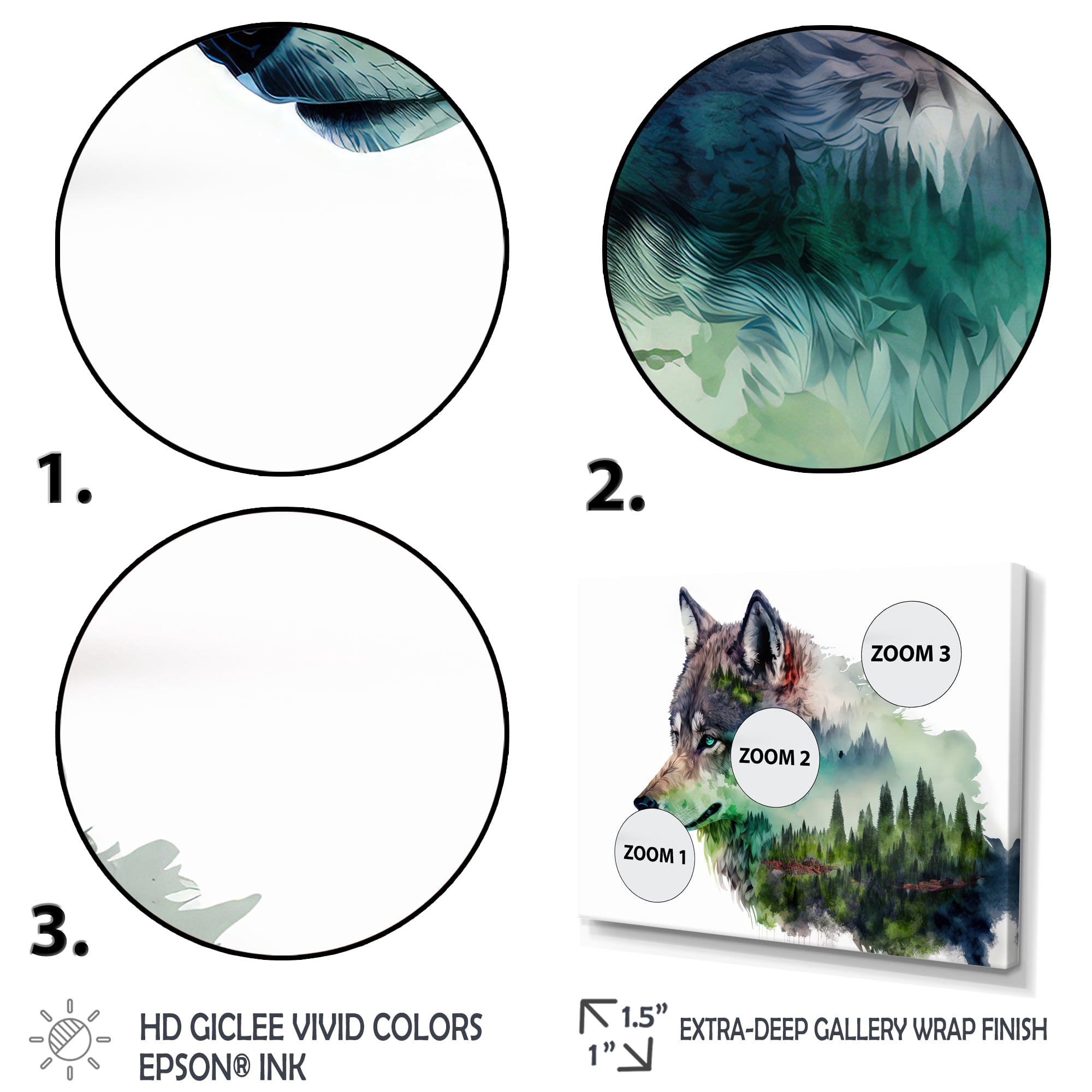 Designart Double Exposure Of A Wolf With Forest Landscape Canvas Wall Art