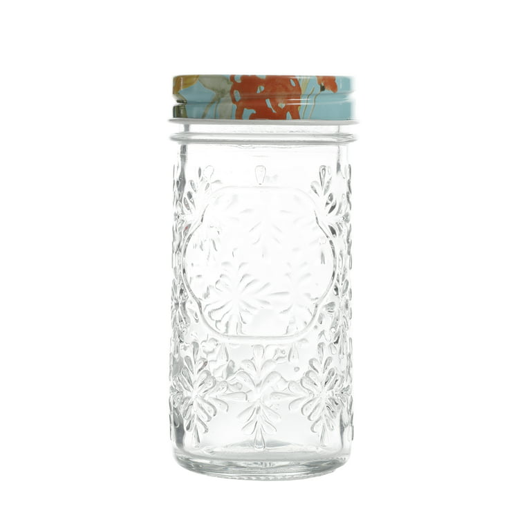 The Pioneer Woman Floral 4.1-inch Glass Spice Jars, Pack of 6 